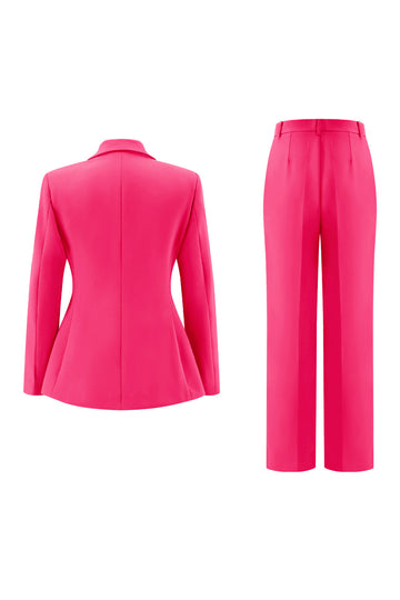 Fuchsia Peak Lapel 2-piece Women Suits with Buttons